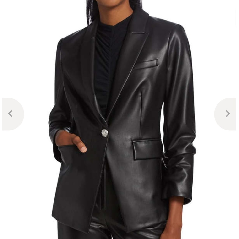 Veronica Beard Vegan Leather Black Hollis Dickey Jacket NWOT.